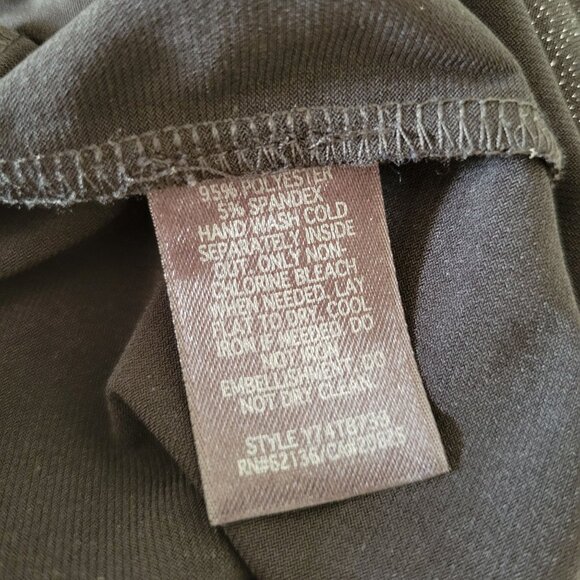 Guess M Black Metallic Silver Long Sleeve Shimmer Dress Sweetheart Draped Neck - Picture 7 of 7